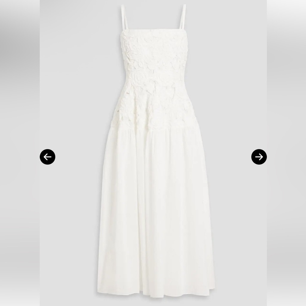 SIMKHAI WHITE Floral Embroidered Strap Maxi Dress